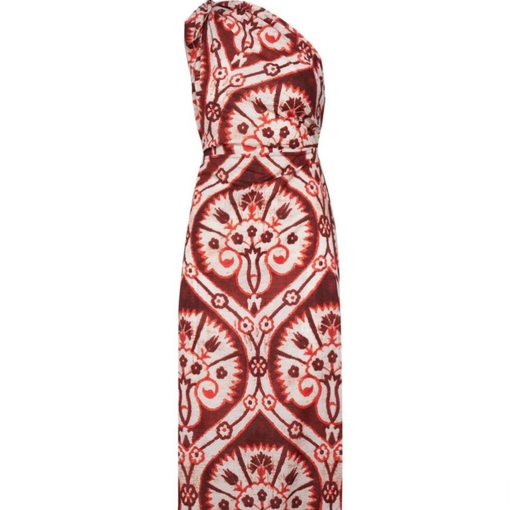 Johanna Ortiz Red Asymmetrical One-Shoulder Dress